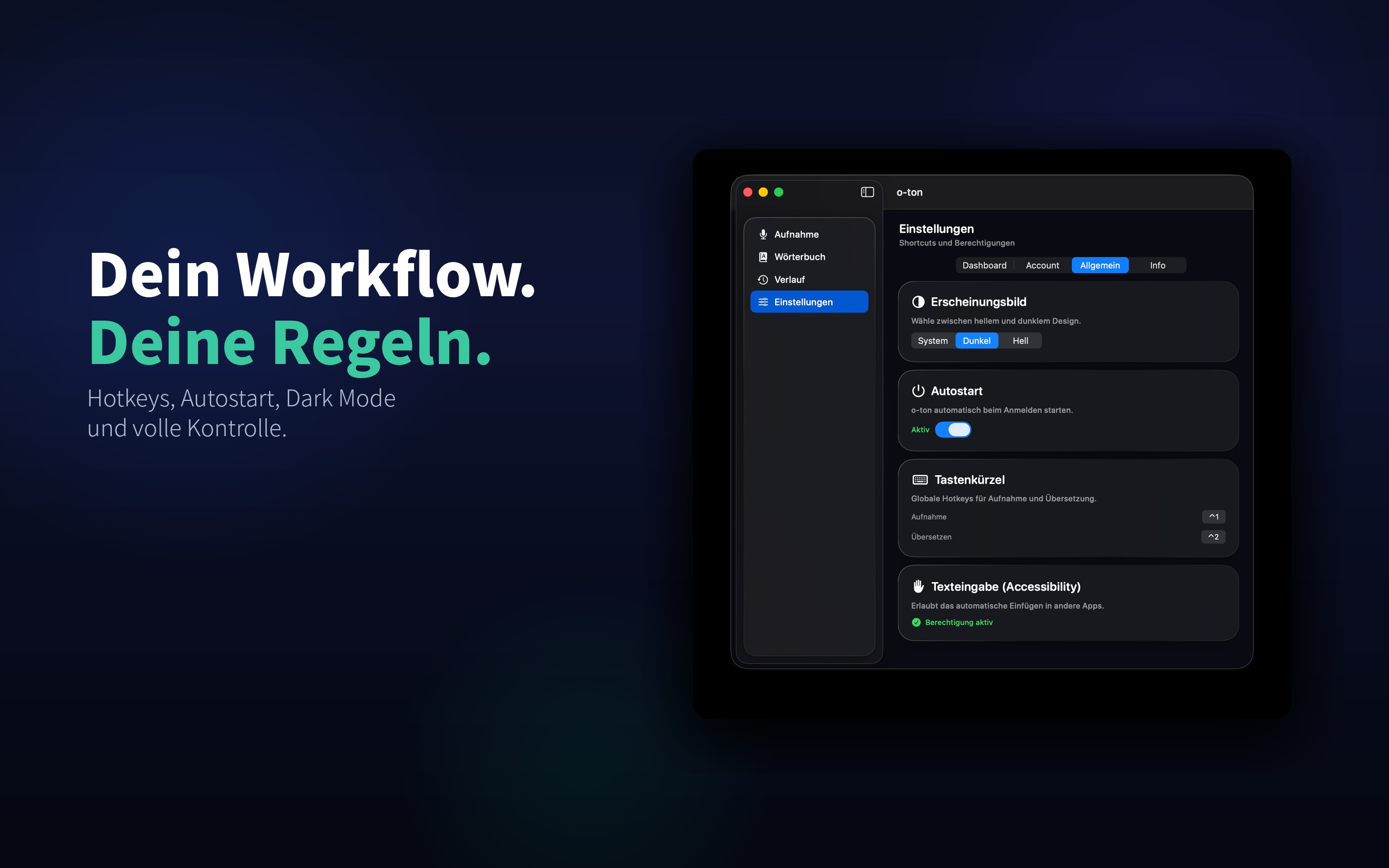 O-Ton Einstellungen auf macOS